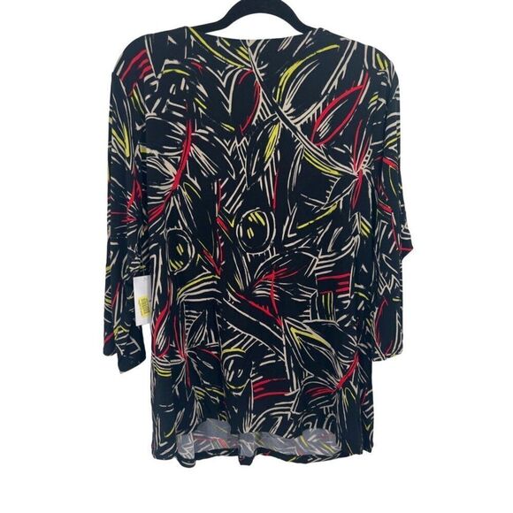 Chaus Womens 2X Abstract Patterned Top With Knot Front 3/4 Sleeves NOS - Picture 4 of 9